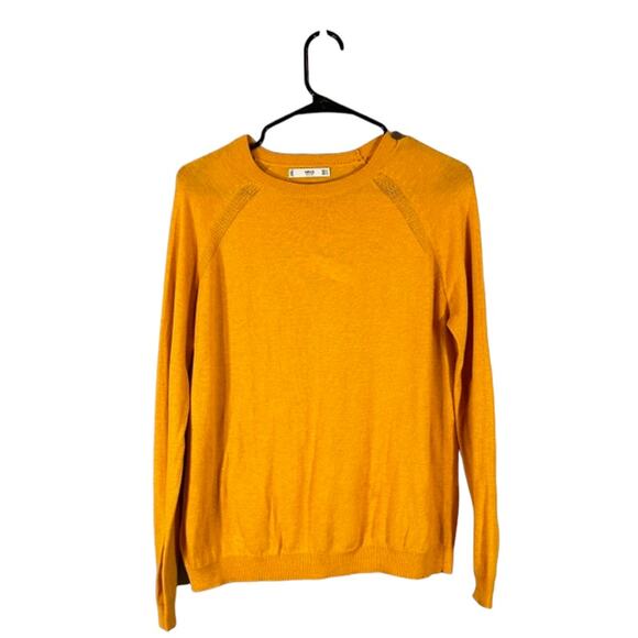 MNG by Mango Orange Long Sleeve Crew Neck Knit Pullover Sweater Women Sz S - Picture 1 of 7